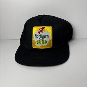 Vintage Northern Ale Beer 1980s Cap Trucker Mesh Snapback Hat Rare Black